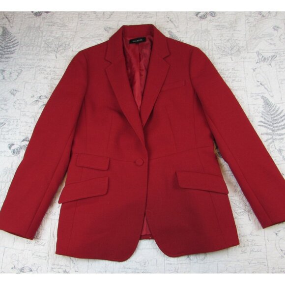 Talbots Blazer Jacket Womens Wool BlD Button red Equestrian Academia holiday 14 - Picture 3 of 5